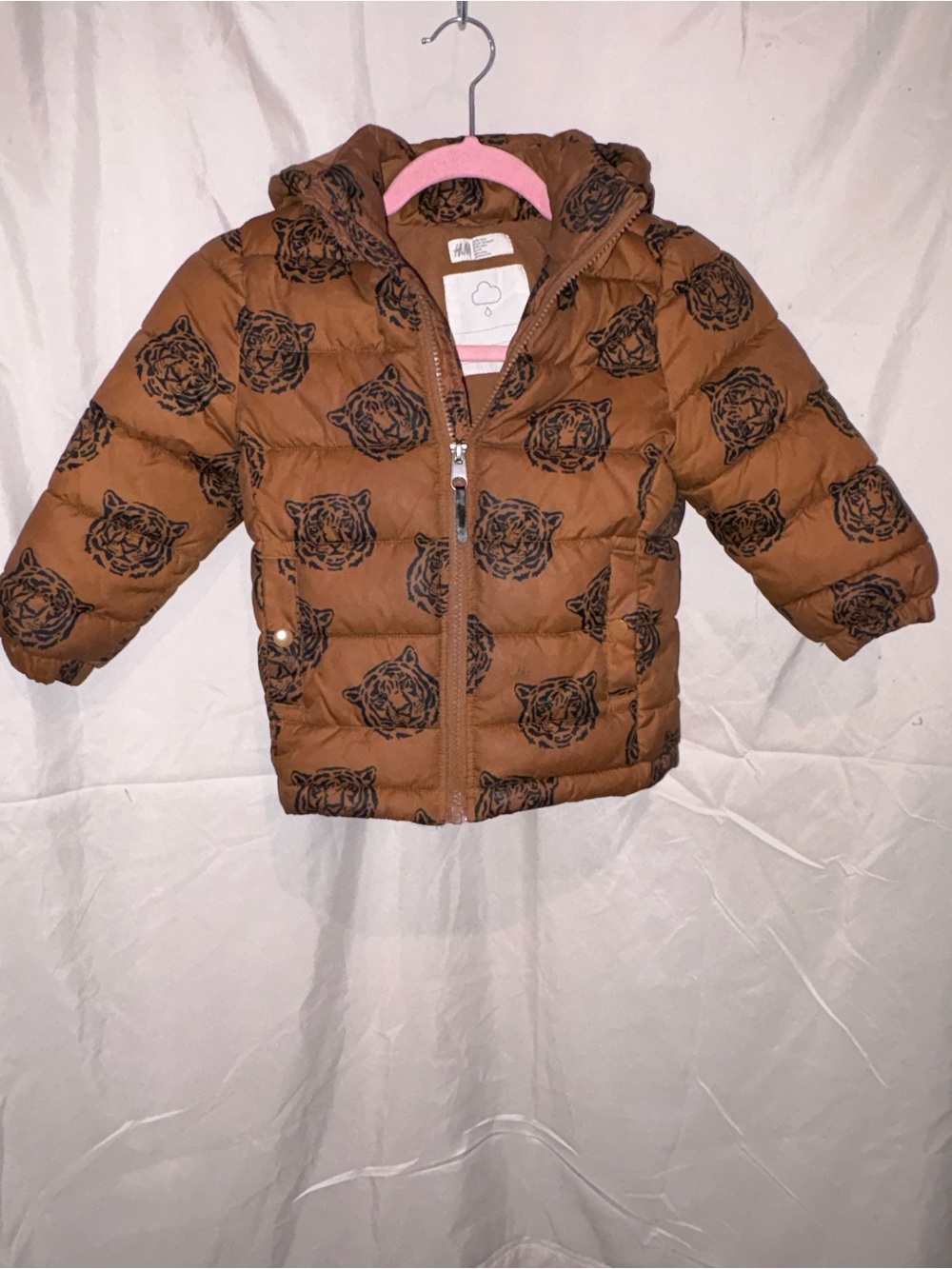 H&M Brown Tiger Print Puffer Jacket
